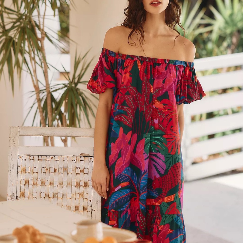 Farm rio x Anthropologie Off the Shoulder Cover Up Dress